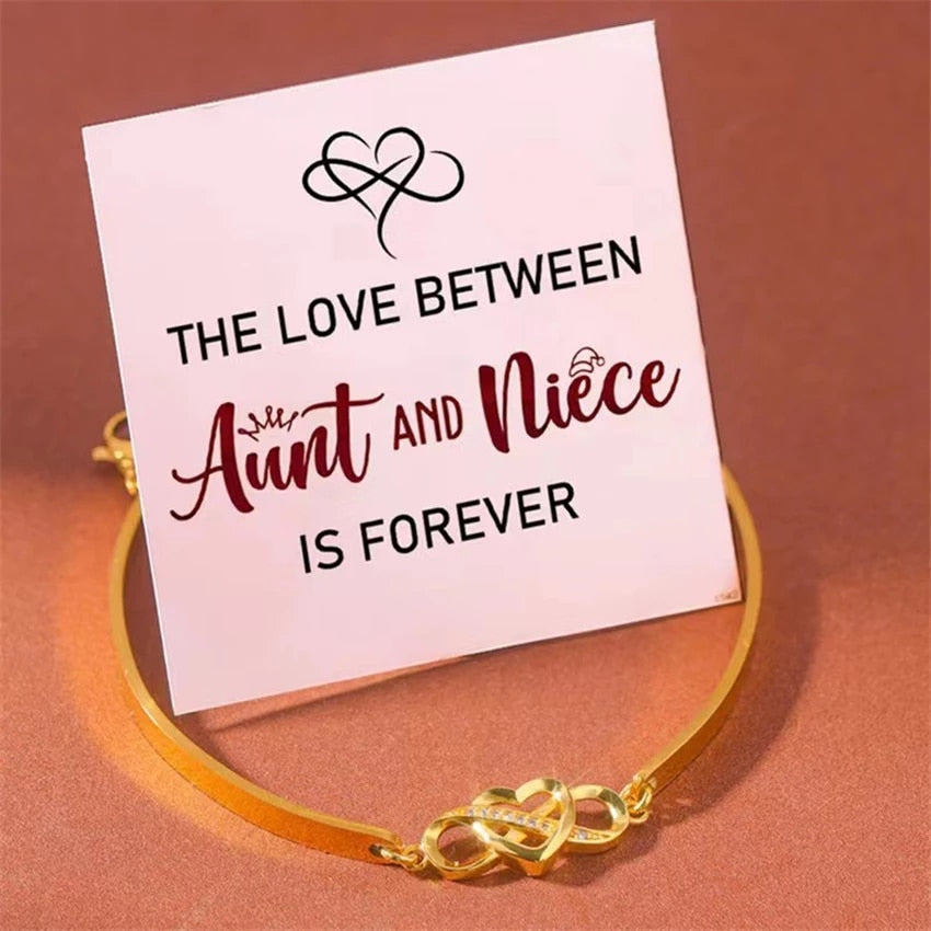 THE LOVE BETWEEN AUNT & NIECE/FRIENDS/GRANDMOTHER&GRANDDAUGHTER IS FOREVER HEART BRACELET
