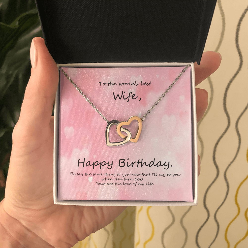 BIRTHDAY INTERLOCKING HEARTS NECKLACE FOR WIFE