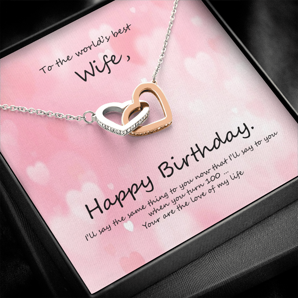 BIRTHDAY INTERLOCKING HEARTS NECKLACE FOR WIFE