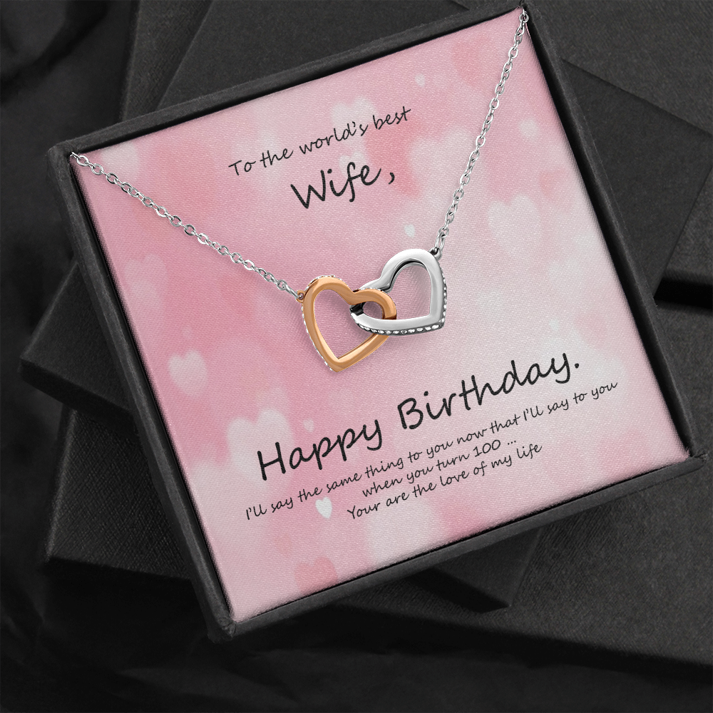 BIRTHDAY INTERLOCKING HEARTS NECKLACE FOR WIFE