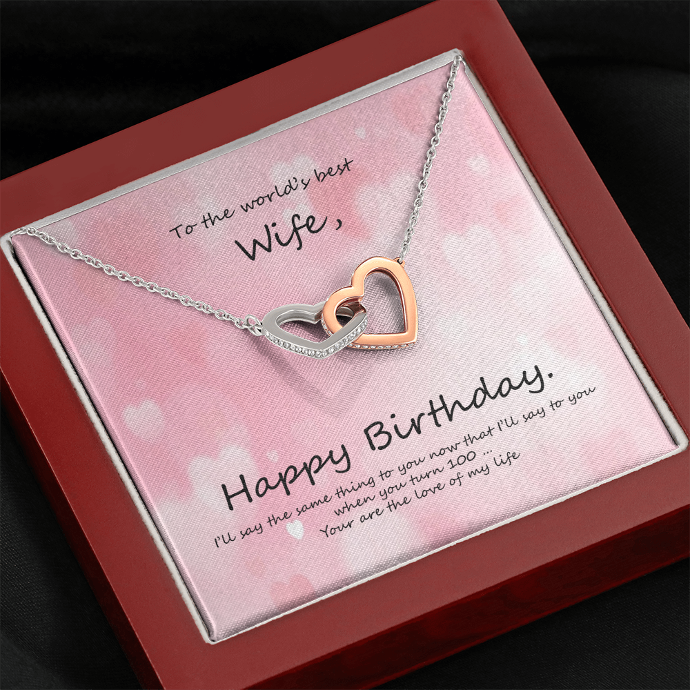 BIRTHDAY INTERLOCKING HEARTS NECKLACE FOR WIFE