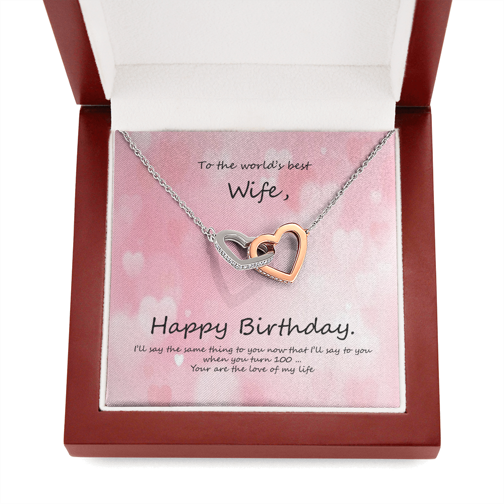 BIRTHDAY INTERLOCKING HEARTS NECKLACE FOR WIFE