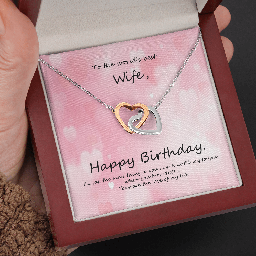 BIRTHDAY INTERLOCKING HEARTS NECKLACE FOR WIFE
