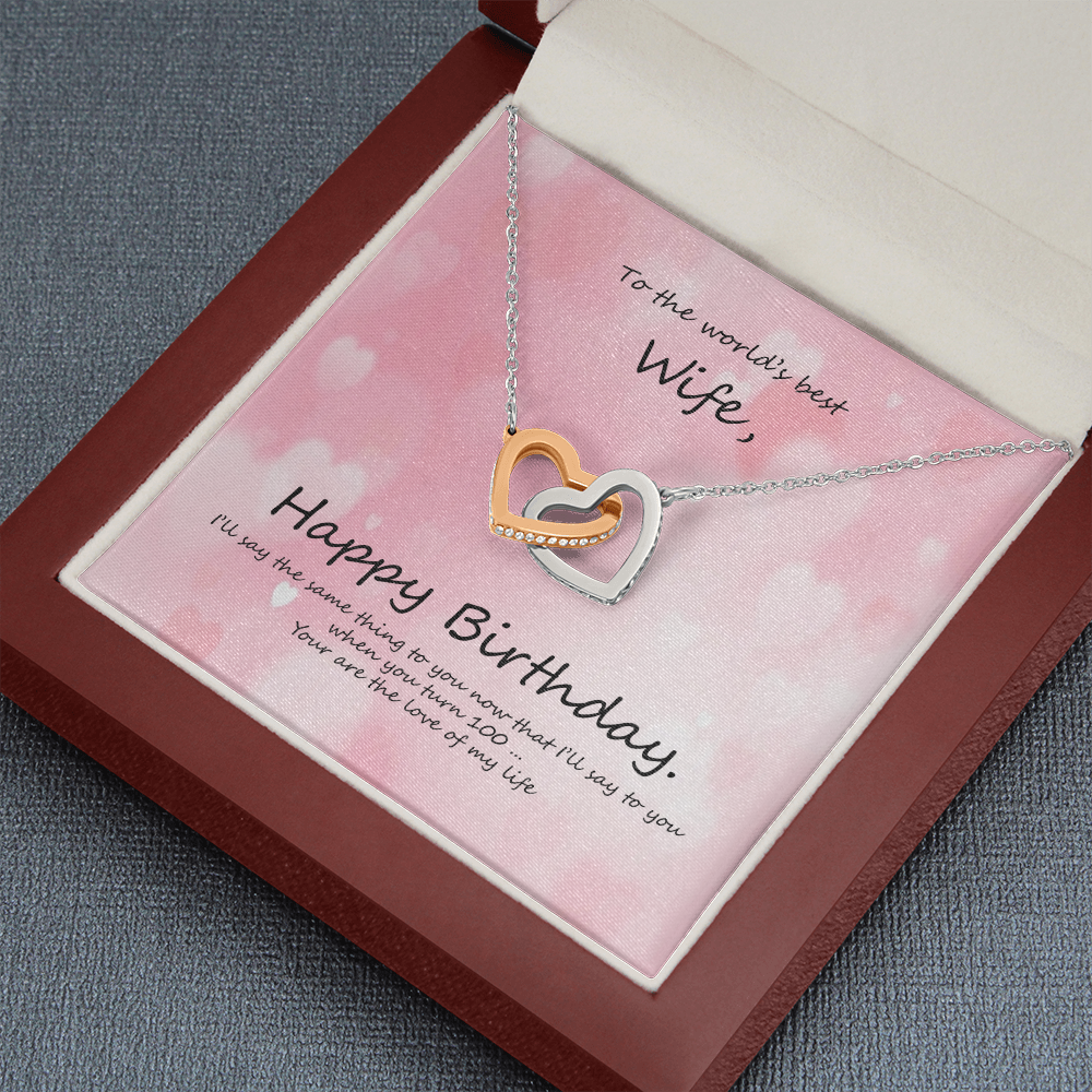 BIRTHDAY INTERLOCKING HEARTS NECKLACE FOR WIFE