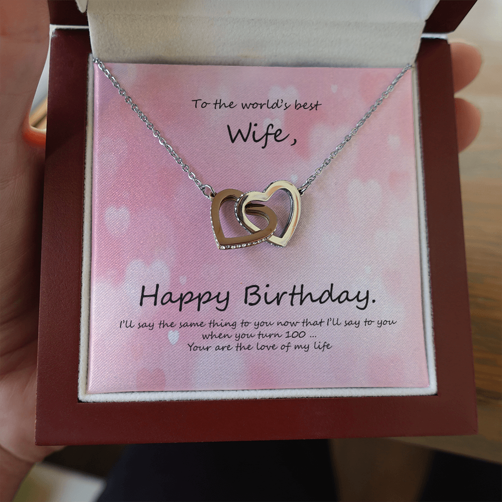 BIRTHDAY INTERLOCKING HEARTS NECKLACE FOR WIFE