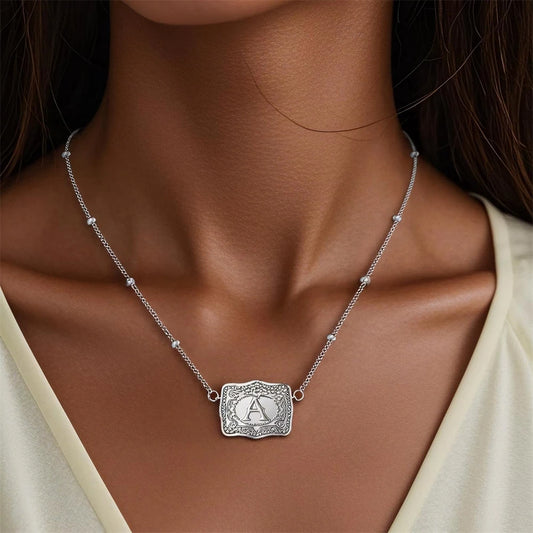 Handmade Buckle Necklace – Western Elegance with Heart