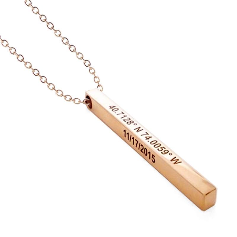 FLASH SALE! Sterling Silver 3D Engraved Vertical Bar Necklace - FREE ENGRAVING