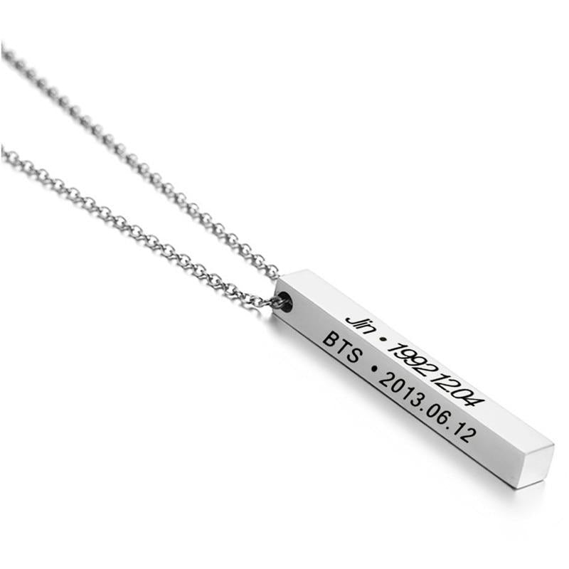 FLASH SALE! Sterling Silver 3D Engraved Vertical Bar Necklace - FREE ENGRAVING