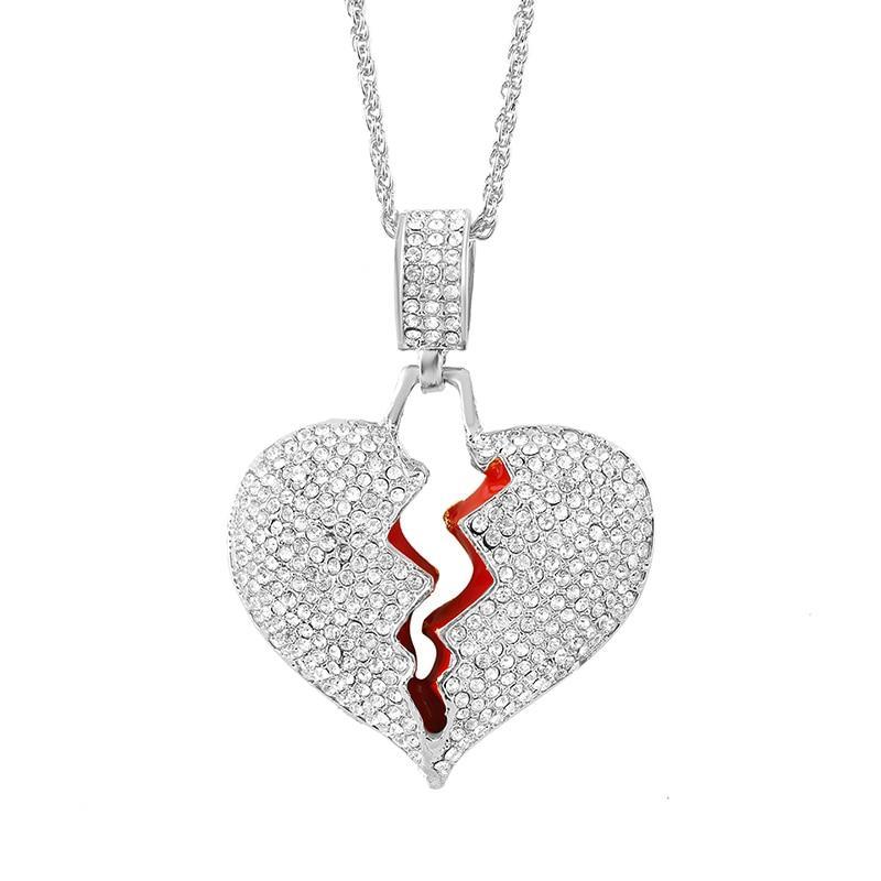 Limited Edition Gold or Silver Broken Hear Pendant Necklace Long Chain