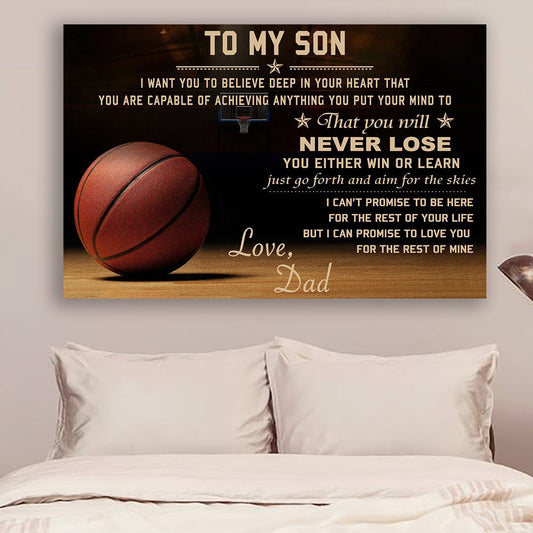 BASKETBALL POSTER - DAD TO SON - NEVER LOSE