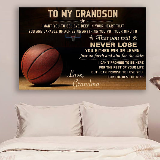 BASKETBALL POSTER - GRANDMA TO GRANDSON - NEVER LOSE