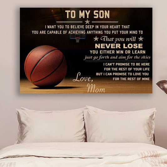 BASKETBALL POSTER - MOM TO SON - NEVER LOSE