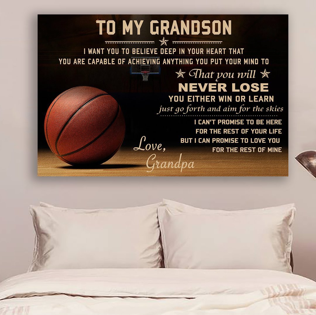 BASKETBALL POSTER - GRANDPA TO GRANDSON - NEVER LOSE